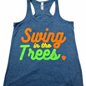 Bella Canvas Blue Racerback Tank with Orange & Neon Green Script XS